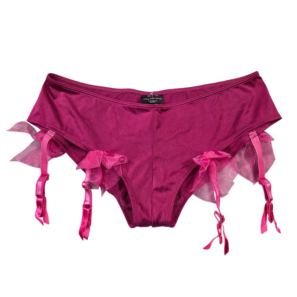 Victorias Secret Sexy Little Things Magenta Garter Panty Bows Large Vintage 2006